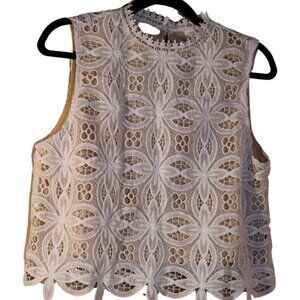 Flying Tomato Ivory MEMORABLE FLIRT WOVEN LACE TOP  NWOT SZ Medium
